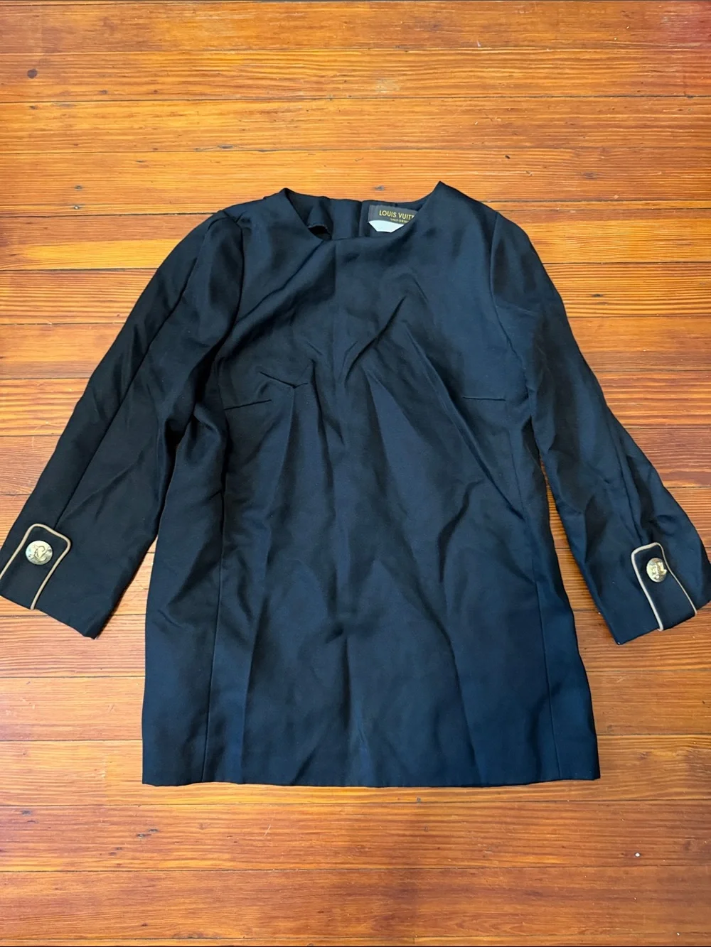 Louis Vuitton Black Long-Sleeve Tunic with Gold Button Accents